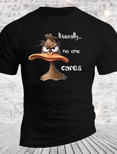  Herr Djur Bokstavstryck Rolig Anka T-shirt T-tröja 100 % bomull Kortärmad Grafisk Skjorta Svart Vit Armégrön Bekväm t-shirt Gata Utomhussport Modedesignerkläder