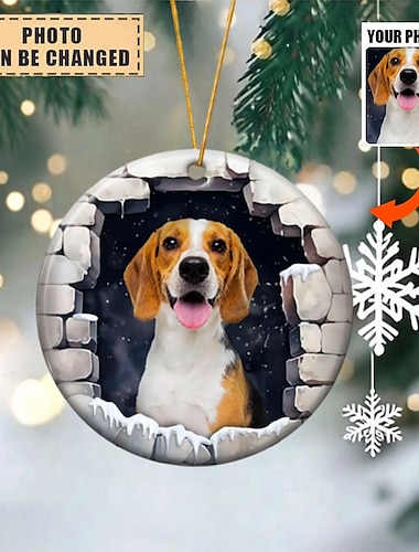  Gepersonaliseerde Foto Kerstornamenten Acryl 2D Aangepaste Huisdier Herinnerings Mededogen Geschenk Kerstboom Ornamenten Xmas Decoratie Hangende Hanger Geschenken