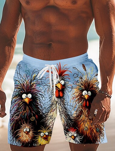  Herren Tier Küken Badeshorts Boardshorts Badeshorts Shorts Kurze Hosen Mittlere Taillenlinie Modisch Strassenmode Designer Casual Täglich Festtage Tasche Kordelzug Elastische Taille Designer