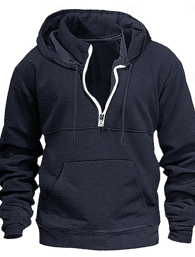  Hombre Sudadera Sudadera con capucha y cremallera de un cuarto Sudadera táctica con capucha Táctico Negro Vino Azul Marino Verde Oscuro Caqui Con Capucha Plano Deporte Diario Festivos Ropa de calle