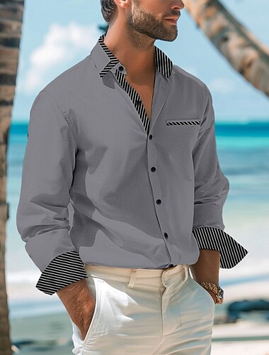  Miesten Paita Pukupaita Button Up paita Rento paita Valkoinen Rubiini Harmaa Pitkähihainen Tavallinen Kaulus Päivittäin Loma Vaatetus Puuvilla Villasekoite Muoti Smart Casual