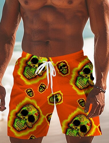  Herren Schädel Badehosen Badeshorts Boardshorts Mittlere Taille Mode Streetwear Designer Lässig Täglich Ferien Tasche Kordelzug Elastischer Bund Designer Bekleidung