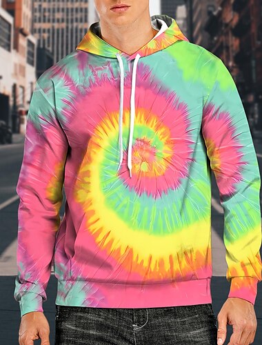  Hippie Kapuzenshirt Pullover 3D Tie Dye Print Retro-Jahrgang 1980er 1970er Für Herren Erwachsene Maskerade 3D-Druck Casual