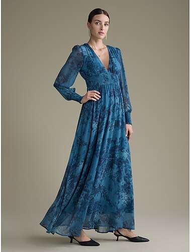  robe d'invité de mariage maxi en mousseline de soie florale élégante pour les invités de mariage