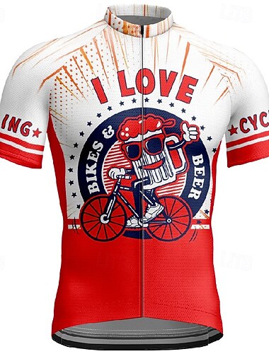  Herre Sykkeltrøyer Tegneserie Kortermet Sykkel T-skjorte Jersey med 3 baklommer Fjellsykling Hurtigtørkende Anatomisk design Vidje Pustende sport Gul Rød Blå Klær