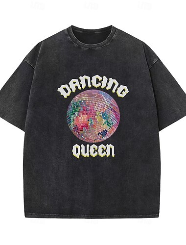  retro vintage 1970-talls t-skjorte i bomull unisex 70-talls fest uformelt daglig t-skjorte overdimensjonert syrevasket t-skjorte
