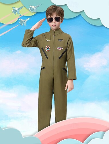 Pilote Costume de carnaval Costume Combinaison Enfant Garçon Cosplay Utilisation Mascarade Costume de carnaval facile