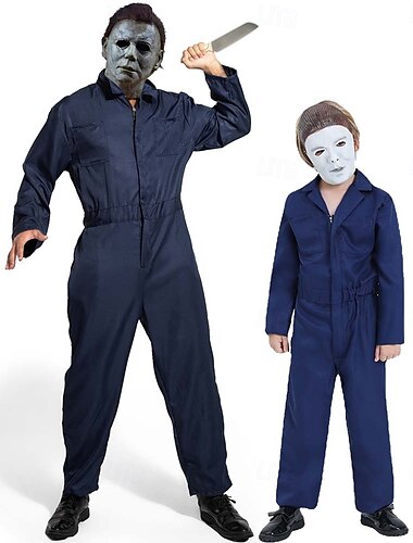  Halloween Michael myers Mörder Maske Jumpsuit Halloween-Gruppen-Familienkostüme kinderkleidung Erwachsene Herren Jungen Gruseliges Kostüm Leistung Party Halloween Karneval Einfaches Karnevalskostüm