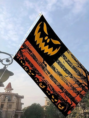  décorations d'halloween drapeaux citrouilles jack o lantern drapeaux de maison drapeau extérieur durable mât de drapeau extérieur bannière décoration patio pochy