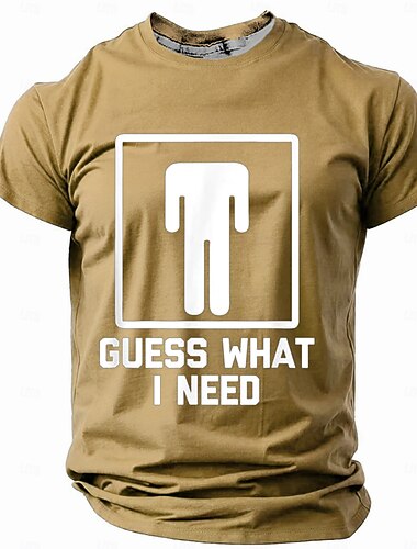  Men's Funny Slang T Shirt Short Sleeve T shirt 3D Print Crew Neck Shirt Retro Vintage Casual Street Style Street Sports Outdoor Casual Black Navy Blue Light Brown Spring & Summer Clothing Apparel S M