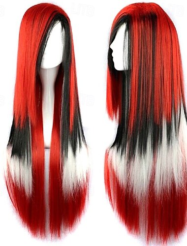  Syntetická paruka Ombre duhová cosplay paruka s ofinou červená žlutá fialová zelená modrá paruky pro černé ženy Halloween cosplay párty paruky