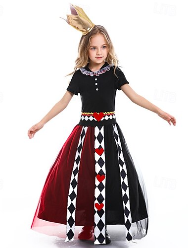  Alice in Wonderland Sprookje Hartenkoningin De rode koningin Venijn Jurken Cosplay Film cosplay for Voor meisjes Kinderen Carnaval Maskerade Prestatie Feest / Uitgaan