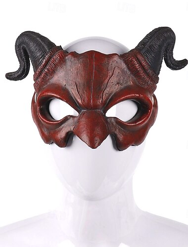  Máscara de Diablo Halloween Props Disfraz de Horror Escalofriante para Adultos Hombres Mujeres Unisex Carnaval Fácil Disfraz de Carnaval para la Noche de Walpurgis
