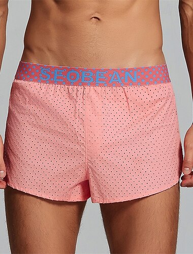  Per uomo 1 pc Boxer 100% cotone Traspirante Morbido Comodo Alfabetico A vita medio-alta Nero Rosa
