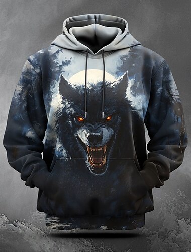  Werwolf Herrenmode Komfort Farbe Sweatshirts 3D Druck Hoodie Halloween Hoodies schwarze Kapuze