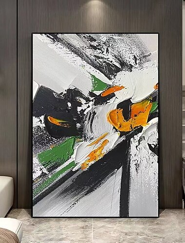 大きなパトルナイフの油絵、手作りの侘び寂びの油絵、手描きの壁アート、黒ベージュの抽象画、大きな黒い絵、壁アート、テクスチャーのある絵、壁アートの装飾