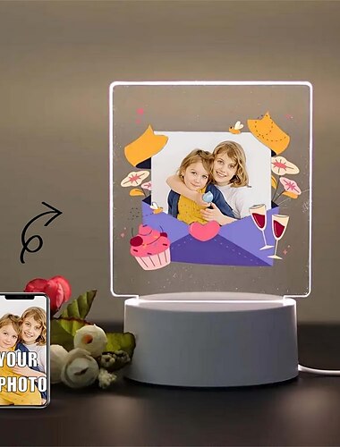  Luz de noche con foto personalizada iluminada, sobre de regalo creativo con foto personalizada para hija, regalo de vacaciones, regalo de cumpleaños