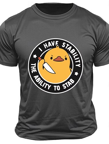  Herr Djur Bokstavstryck Rolig Anka T-shirt T-tröja 100 % bomull Kortärmad Grafisk Skjorta Svart Mörkgrå Armégrön Bekväm t-shirt Gata Utomhussport Modedesignerkläder