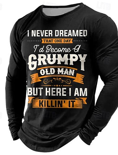  Herren Lustiger Slang T Shirt Langarm T-Shirt 3D-Druck Rundhalsausschnitt Hemd Designer Retro Vintage Strasse Casual Täglich Schwarz Blau Grün Sommer Frühling Herbst Bekleidung S M L XL XXL XXXL