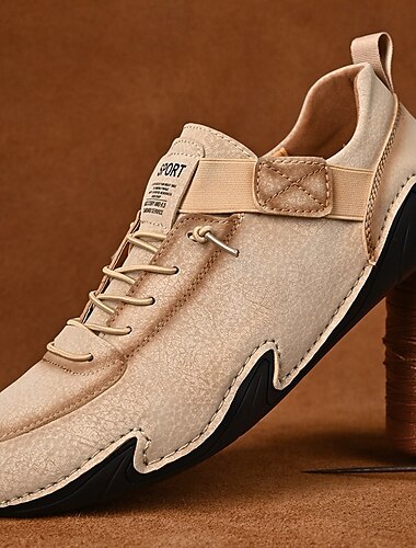  handgefertigte Kunstleder-Sneaker für Herren mit Riemen- und Schnürdesign – mit handgefertigten Nähten für Haltbarkeit und Stil, ideal für den Alltag und Outdoor-Aktivitäten