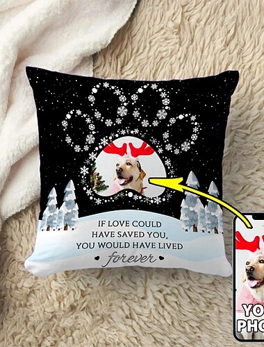  Tilpasset Pute Trekk Legg inn bildet ditt Personlig Gave Minnegave Foto Kjæledyr Design Bilde Putevar Puteinnlegg 1 stk Tilpasset laget