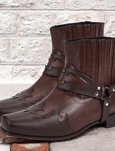  bottes de cowboy western marron pour hommes - bottines élégantes en cuir gaufré pour vêtements décontractés et activités de plein air