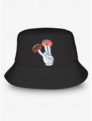  Herren-Bucket-Hat mit Donut-Peace-Zeichen-Grafik – trendiger, lässiger Sonnenhut für Sommer-Outfits und Streetwear