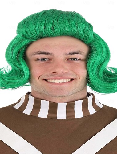  Willy Wonka Oompa Loompa Perücke für Erwachsene Karneval Cosplay Party Perücken St. Patrick's Day Perücken