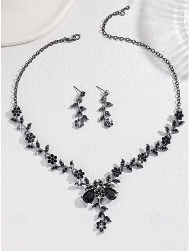  Elegantes Halsketten- und Ohrringset aus Zirkonia und Legierung für Damen – perfekt für Hochzeiten und besondere Anlässe