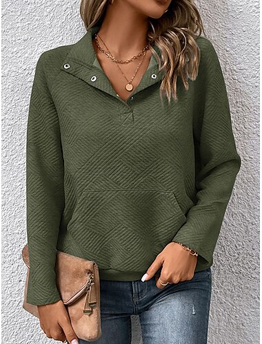  Sweatshirt Damen Rundhals Langarm schwarz grün grau Herbst Winter