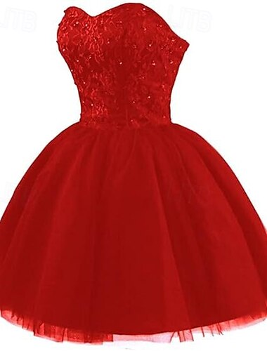  Ballkleid, Kleider für Hochzeitsgäste, elegantes Kleid, Homecoming-Kleid, Abschlussfeier-Kleid, kurz/mini, ärmellos, trägerlos, mit Falten, Perlenbesatz, Trägerkleid zum Beeindrucken 2025