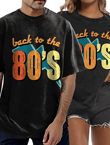  Retro Vintage 1980er Baumwoll T-Shirt Unisex 80er Party Casual Daily T-Shirt oversized Acid Washed T-Shirt