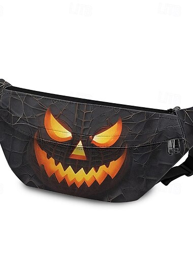  MNE's gruselige Halloween-Gürteltasche mit Kürbisgesicht - ideal für Halloween-Partys und Süßes oder Saures