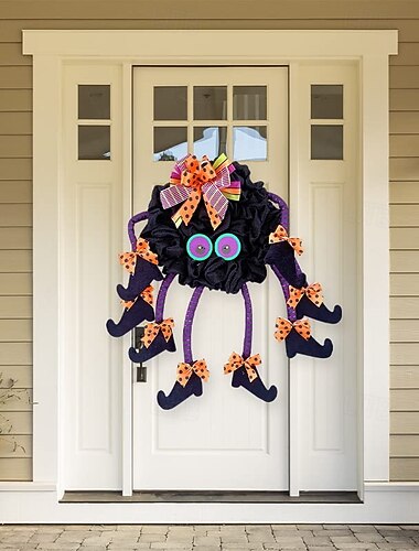  decorações de porta de halloween decoração de guirlanda suspensa com 8 pernas de bruxa para porta da frente suprimentos para festa de halloween decoração de guirlanda fácil de pendurar em qualquer