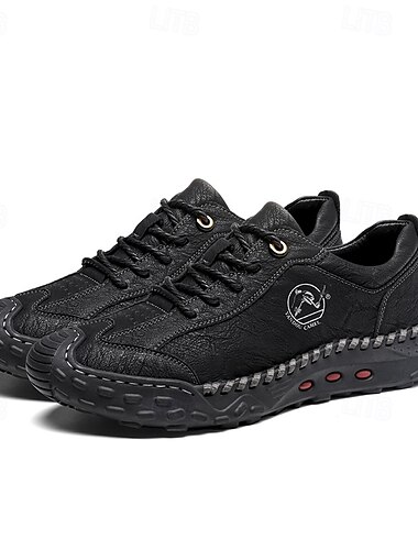  braune Freizeitschuhe aus Kunstleder für Herren mit handgefertigten Nähten und strapazierfähiger Gummisohle für Outdoor-Aktivitäten