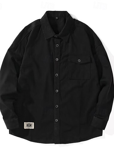  Herren Hemd Arbeitshemden Knopfhemd Cargo-Shirt Schwarz Grün Langarm Glatt Kargen Urlaub Festtage Tasche Bekleidung Polyester Modisch Brautkleider schlicht Komfortabel