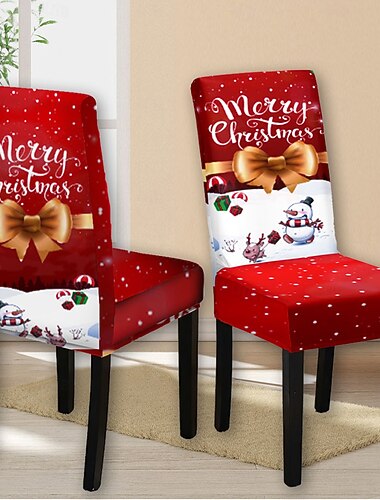  Funda para silla de comedor navideña con decoración navideña: elegante diseño estampado en gris, protector de silla no tejido para decoración del hogar y celebraciones de fiestas