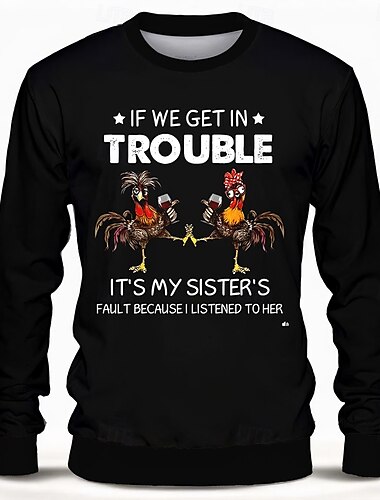  Herren Tier Hahn Lustig Hoodies Sweatshirt Pullover Langarm Sweatshirt Rundhalsausschnitt Modisch Täglich 3D-Druck Urlaub Musikfestival Herbst Winter
