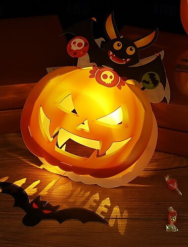  Halloween-Kürbislaternen-Dekor – leuchtendes Nachtlicht zum Selbermachen, handgefertigte Requisiten, Handlaterne für Kinder zum Kostümspiel, Einrichtung einer festlichen Atmosphäre