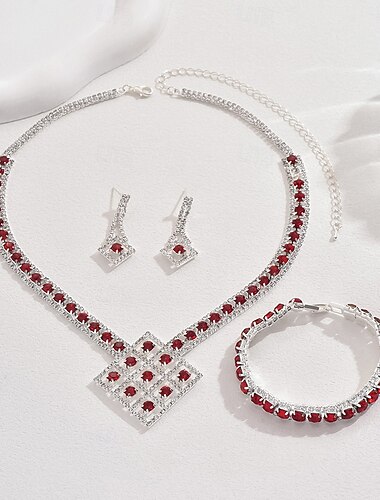  Smyckeset 4st Bergkristall Legering Örhängen Dekorativa Halsband Armband Dam Elegant Vintage Mode geometriska Geometrisk Smyckeset Till Bröllop Fest Årsdag