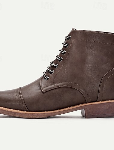 Herren-Stiefeletten aus braunem Kunstleder mit Schnürung - stilvolle Freizeitstiefel für den Alltag und formelle Anlässe