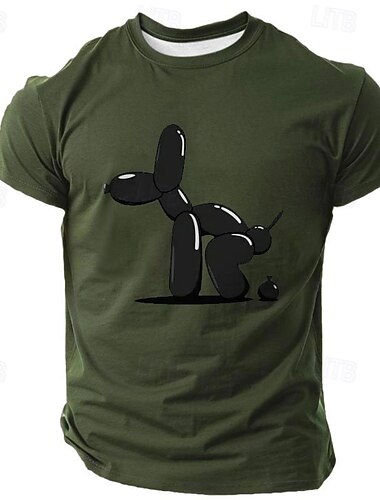  Herren Hund Lustig T Shirt Kurzarm T-Shirt 3D-Druck Rundhalsausschnitt Hemd Retro Vintage Brautkleider schlicht Streetstyle Sports Outdoor Festtage Ausgehen Weiß Grün Dunkelgray Frühling Sommer