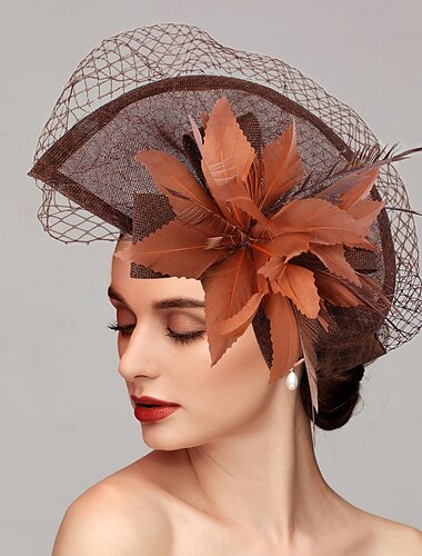  Fascinator Polyester Künstliche Feder Schleier Hut Formal Elegant Mit Feder-Netz Haarschmuck Kopfbedeckung Derby Fascinator Renn-Tag-Kleid 2025