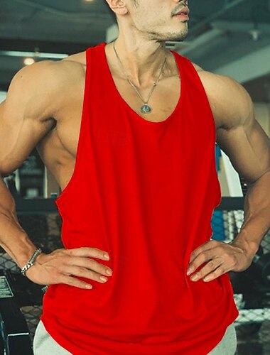  Férfi Edzés Tank Top Futófelső Atléta Ujjatlan Mellény Hétköznapi Sportruházat Egyszínű Gyors szárítás Mekano Légáteresztő Edzőterem edzés Gyaloglás Kocogás sportruházat Sportruházat Fekete Fehér