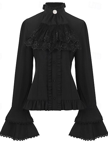  Retro / vintage Middelalderkostumer Renæssance Bluse / Skjorte Vampyr Pirat Helfarve Dame Pirat Royal Steampunk Maskerade Afslappet / Hverdag Voksne Trøje