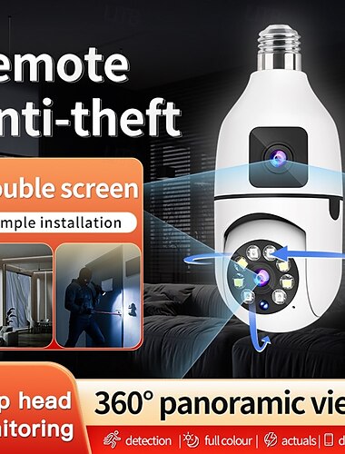  Caméra IP 1080P HD Ampoule Sans Fil Détection de présence Coupure infrarouge Avec audio Intérieur Appartement Soutien