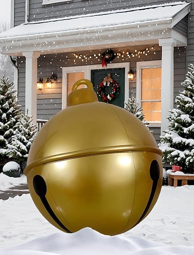  Aufblasbarer Weihnachtsball für den Außenbereich, dekoriert, 60 cm (23,6 Zoll), riesige Weihnachtsornamente für Baum, Hof, Rasen, Garten, Veranda, aufblasbare Bälle, Ornamente mit Pumpe