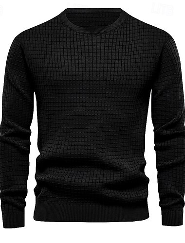  Homens Camiseta Camisetas Camiseta de malha waffle T-shirt Manga Longa Gola Redonda Primavera & Outono Tecido Moda Designer Básico Férias Rua Para Noite Preto Branco Cinza Escuro Top Tee para Homens