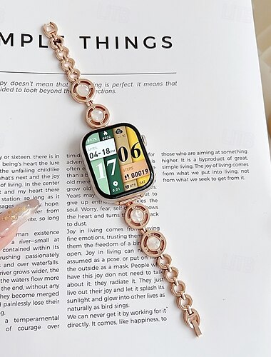  Bransoletka z biżuterią Kompatybilny z Pasek do zegarka Apple Watch 38mm 40mm 41mm 42mm 44mm 45mm 49mm Paciorki Regulowany Oddychający Stop Wymienny pasek do zegarka na iwatch Ultra 2 Series 9 8 7 SE