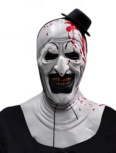  gruselige Halloween-Maske, realistische Horror-Clown-Halloween-Maske, gruselige Kostüme, Horror-lustiger Latex-Kopfschmuck, lustige Horror-Maske für Halloween-Maskenball-Partys